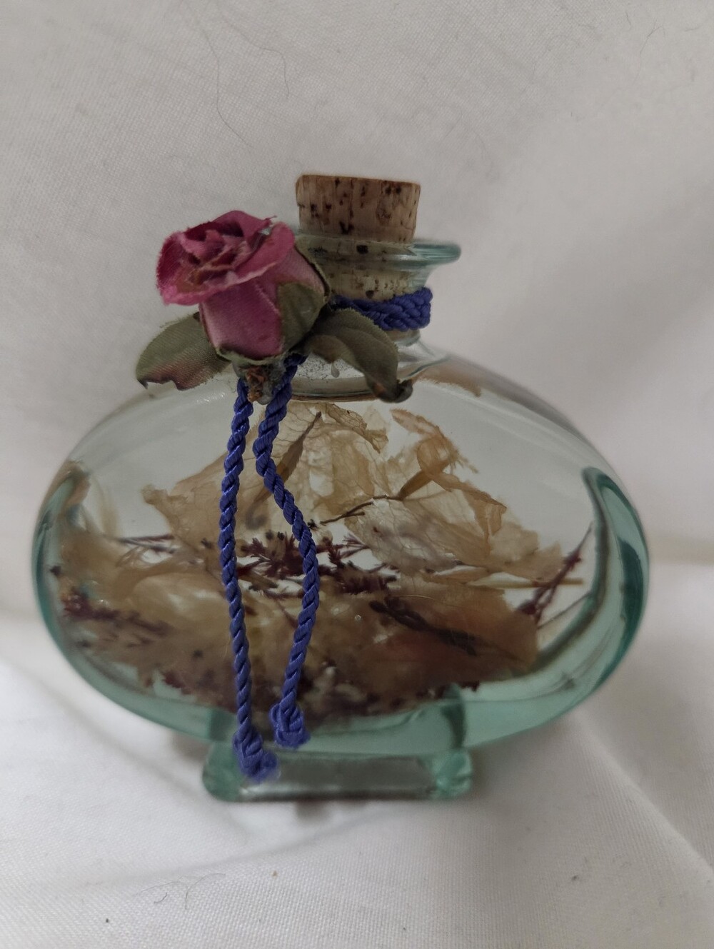 Delicate Glass Pendant Bottle Necklace with Pink Rose